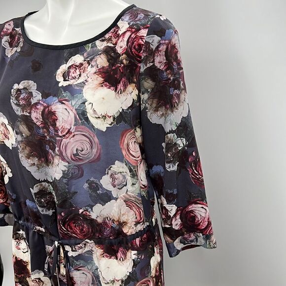 Club Monaco 3/4 sleeve floral print silk dress - Picture 3 of 9